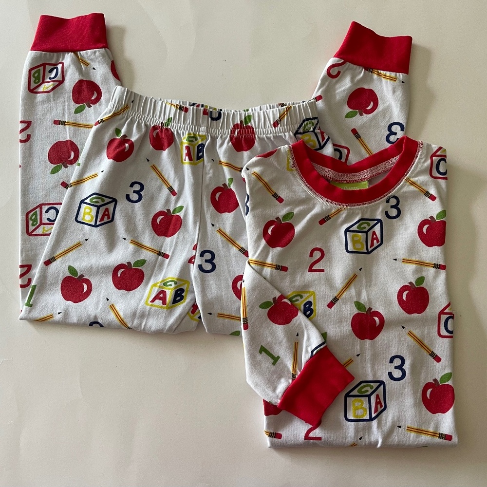 Classic Whimsy 2 piece Pajama PJ Set ABC 123 School